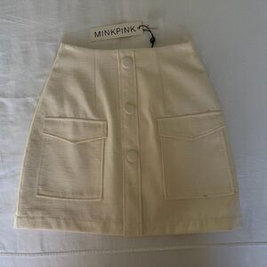 MINKPINK Ivory Buttoned Mini Skirt